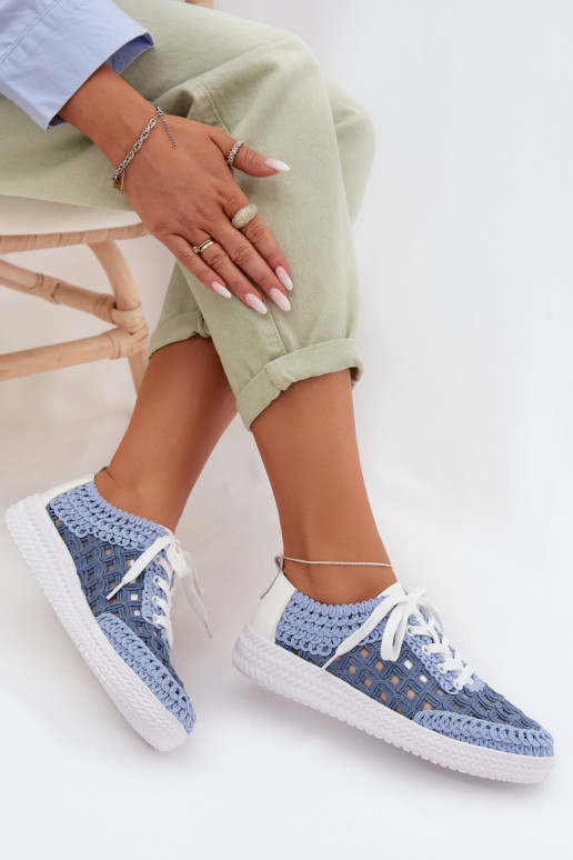 ar rakstiem Āda apavi Sieviešu D&A GR61-5951 Zilas krāsas