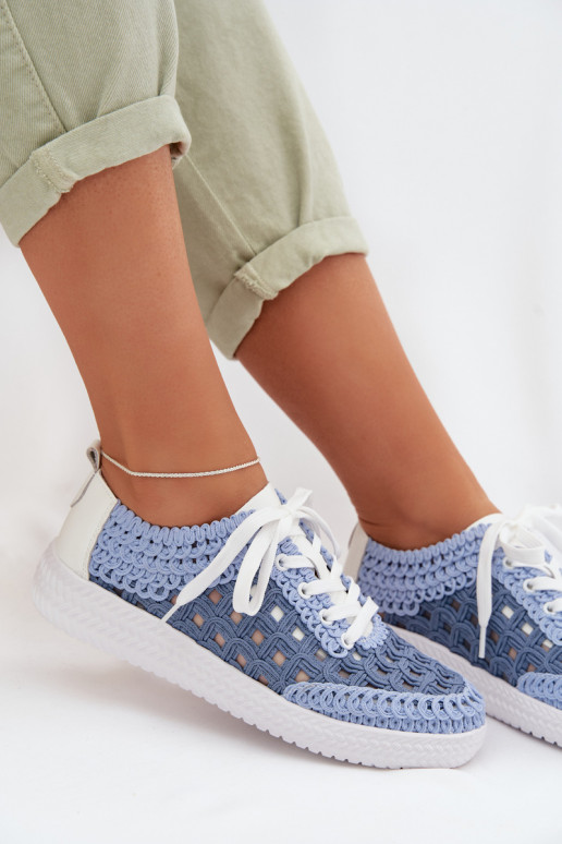 ar rakstiem Āda apavi Sieviešu D&A GR61-5951 Zilas krāsas