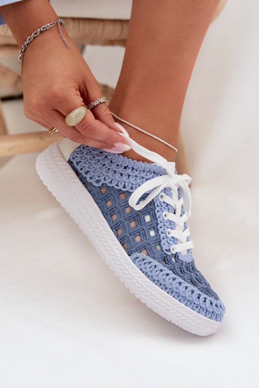 ar rakstiem Āda apavi Sieviešu D&A GR61-5951 Zilas krāsas