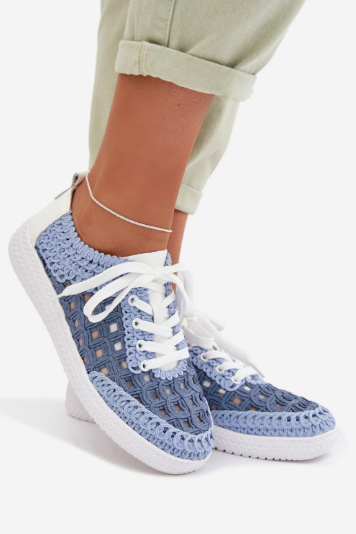 ar rakstiem Āda apavi Sieviešu D&A GR61-5951 Zilas krāsas