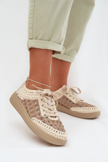 ar rakstiem Āda apavi Sieviešu D&A GR61-5951 smilšu krāsas