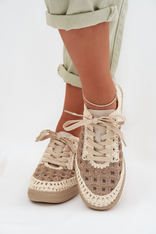 ar rakstiem Āda apavi Sieviešu D&A GR61-5951 smilšu krāsas