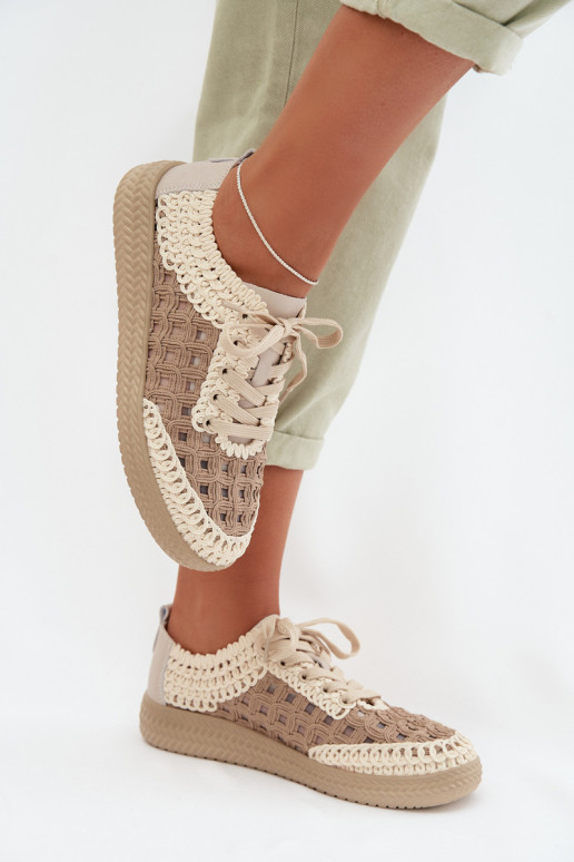 ar rakstiem Āda apavi Sieviešu D&A GR61-5951 smilšu krāsas