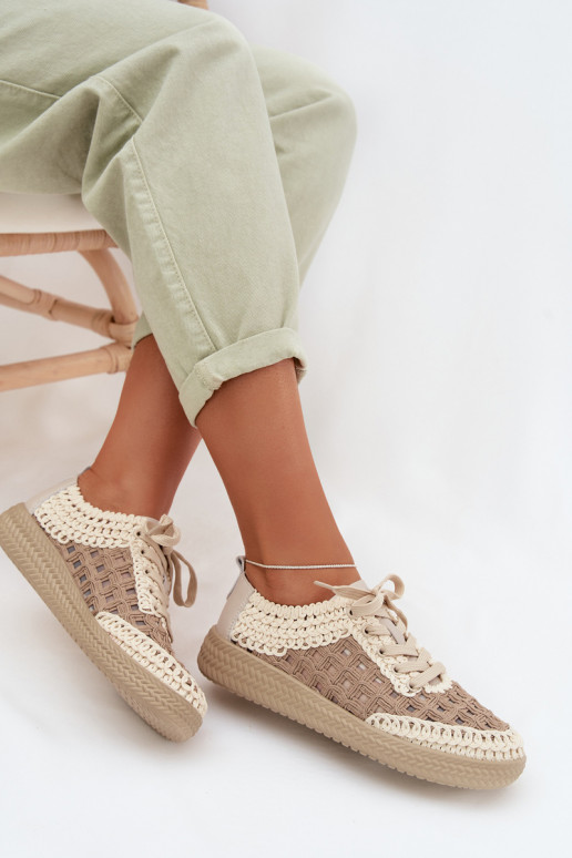 ar rakstiem Āda apavi Sieviešu D&A GR61-5951 smilšu krāsas