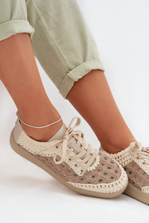 ar rakstiem Āda apavi Sieviešu D&A GR61-5951 smilšu krāsas