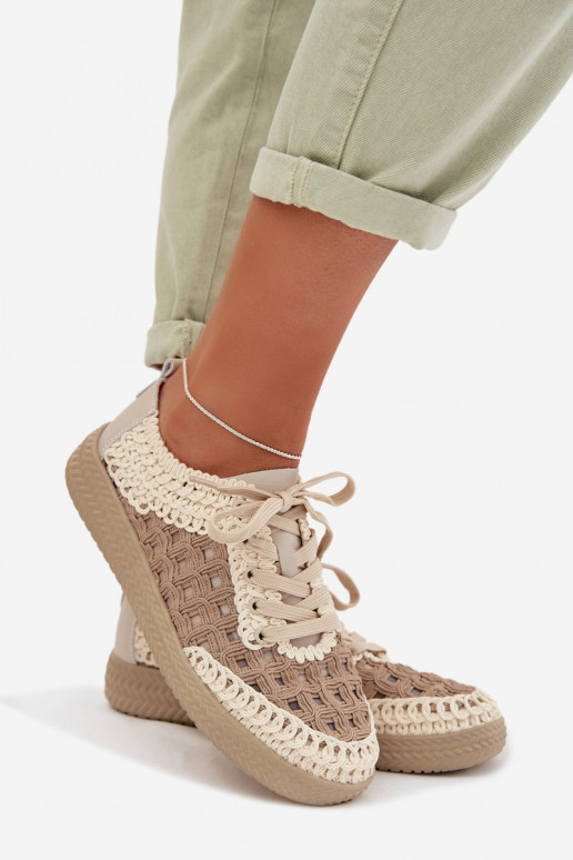 ar rakstiem Āda apavi Sieviešu D&A GR61-5951 smilšu krāsas