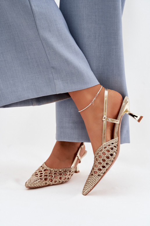 rakstainas basenes Sieviešu ar papēdi Zelta krāsas Selinae