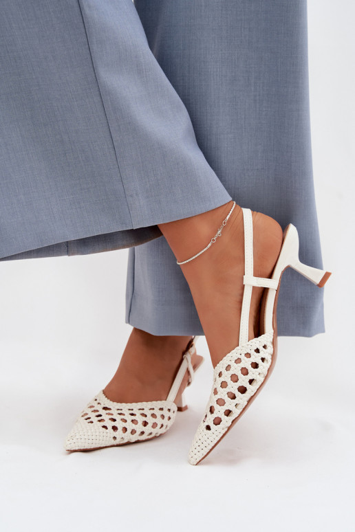 rakstainas basenes Sieviešu ar papēdi baltas krāsas Selinae