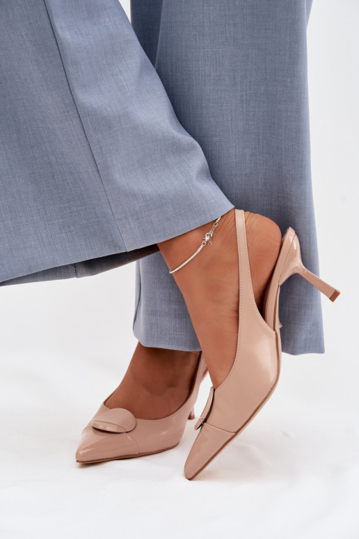 Sieviešu basenes ar papēdi Ar greznu Detalem smilšu krāsas Tā irriae