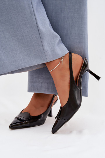 Sieviešu basenes ar papēdi Ar greznu Detalem melnas krāsas Tā irriae