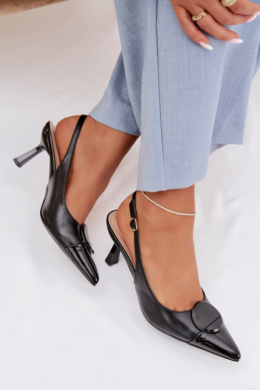 Sieviešu basenes ar papēdi Ar greznu Detalem melnas krāsas Tā irriae