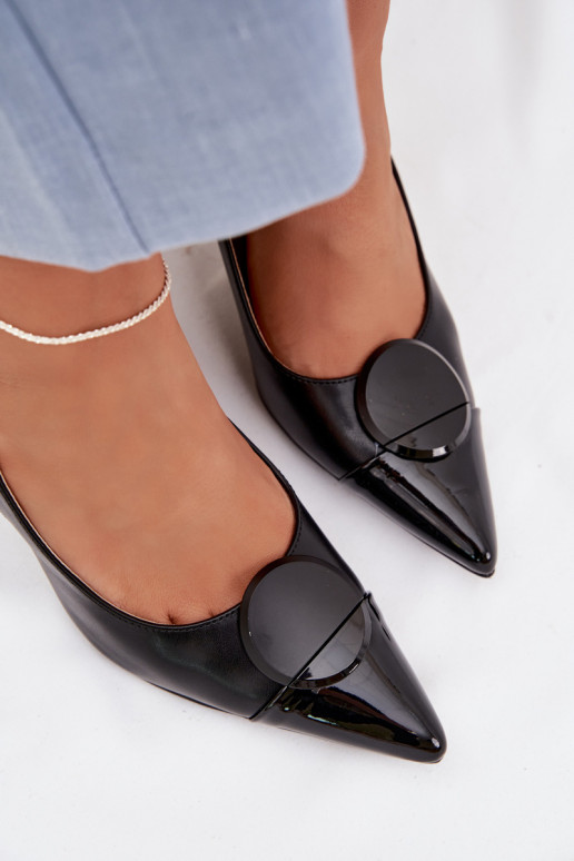 Sieviešu basenes ar papēdi Ar greznu Detalem melnas krāsas Tā irriae