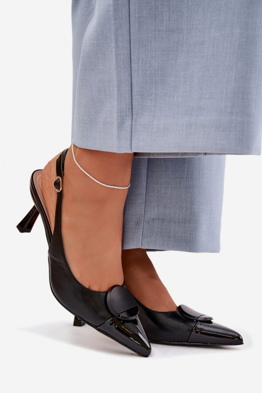 Sieviešu basenes ar papēdi Ar greznu Detalem melnas krāsas Tā irriae