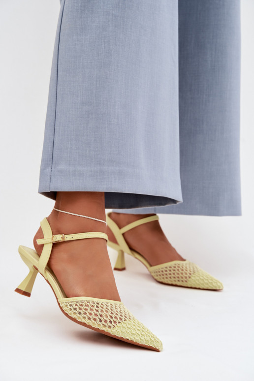 Sieviešu basenes ar papēdi ar tīkliņu Dzelteni Brilora