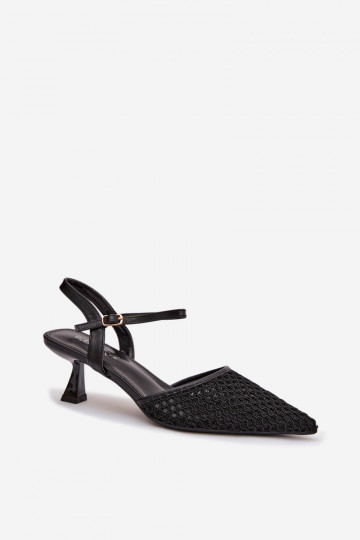 Sieviešu basenes ar papēdi ar tīkliņu melnas krāsas Brilora 2