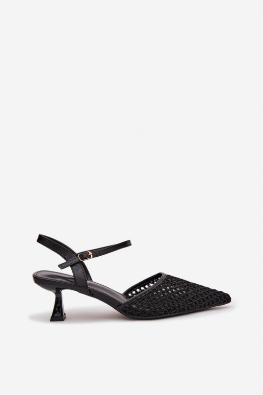 Sieviešu basenes ar papēdi ar tīkliņu melnas krāsas Brilora