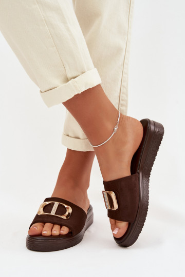 sieviešu čības Ze Zelta krāsasm Detalem CzekoladoIne Elmera