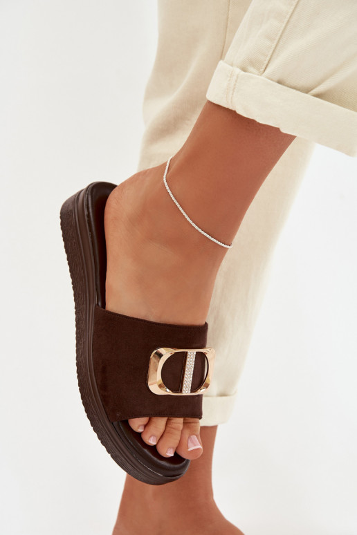 sieviešu čības Ze Zelta krāsasm Detalem CzekoladoIne Elmera