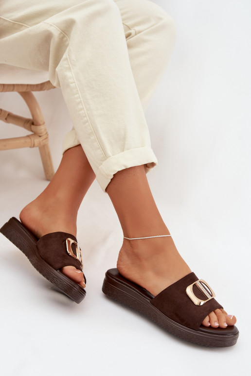 sieviešu čības Ze Zelta krāsasm Detalem CzekoladoIne Elmera