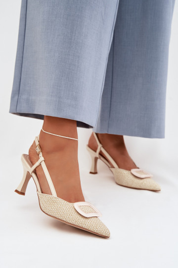 Sieviešu basenes ar papēdi Ar greznu Elements smilšu krāsas Eslina