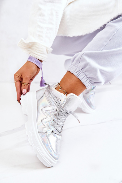 Sportiska stila apavi siltināti Sudraba krāsas Joenne