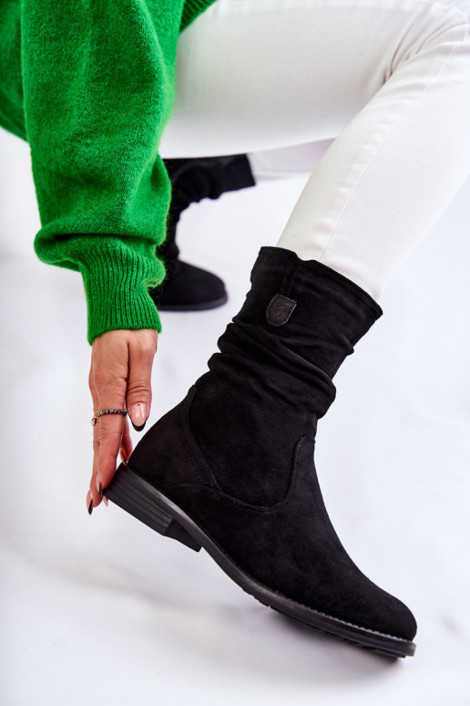 Sieviešu volāni Zamšādas kurpes melnas krāsas Joanne