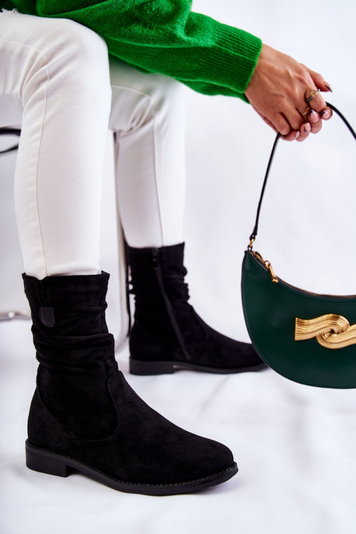 Sieviešu volāni Zamšādas kurpes melnas krāsas Joanne