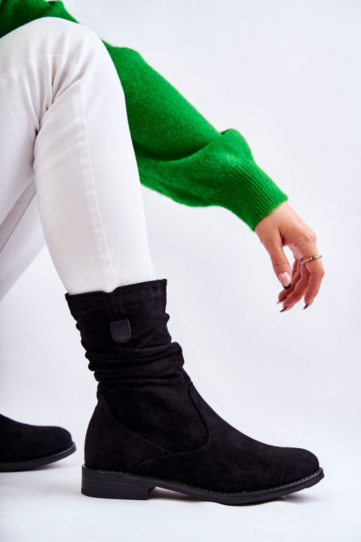 Sieviešu volāni Zamšādas kurpes melnas krāsas Joanne