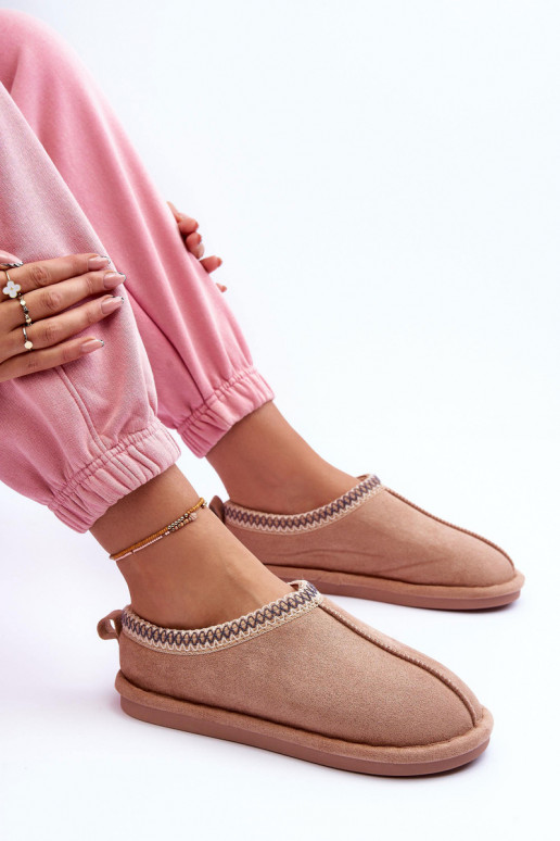 Sieviešu zamšādas čības ar kažokādu smilšu krāsas Polinna