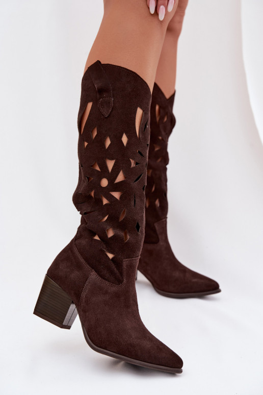 Ažūrs garie zābakiIeslēgtsturalnego zamšādasu Zazoo 3167 CzekoladoIne