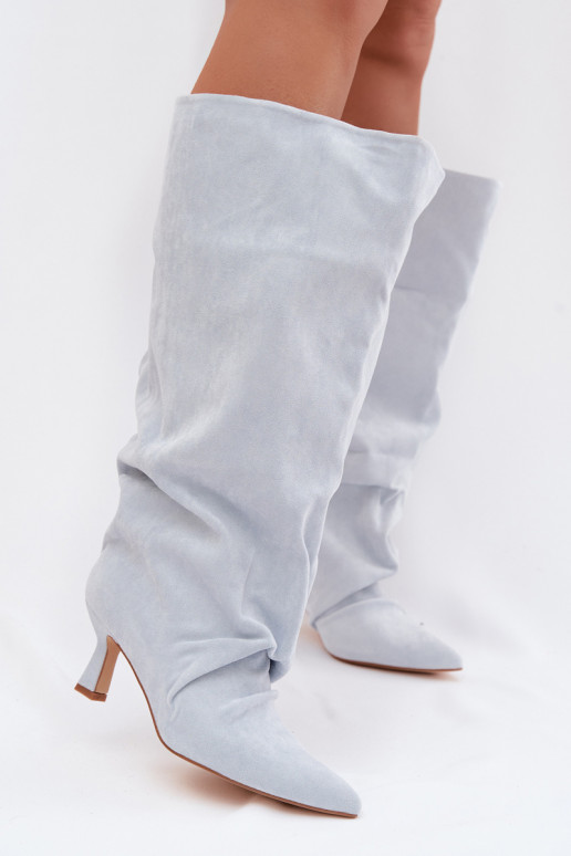 garie zābakiSzeroką CholeInką I Tā irrszczeniem ar papēdi gaiši zilas krāsas Harela