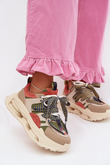 Āda Sneakers modeļa apavi Sieviešu ar platformu D&A CR61-3133 smilšu krāsas