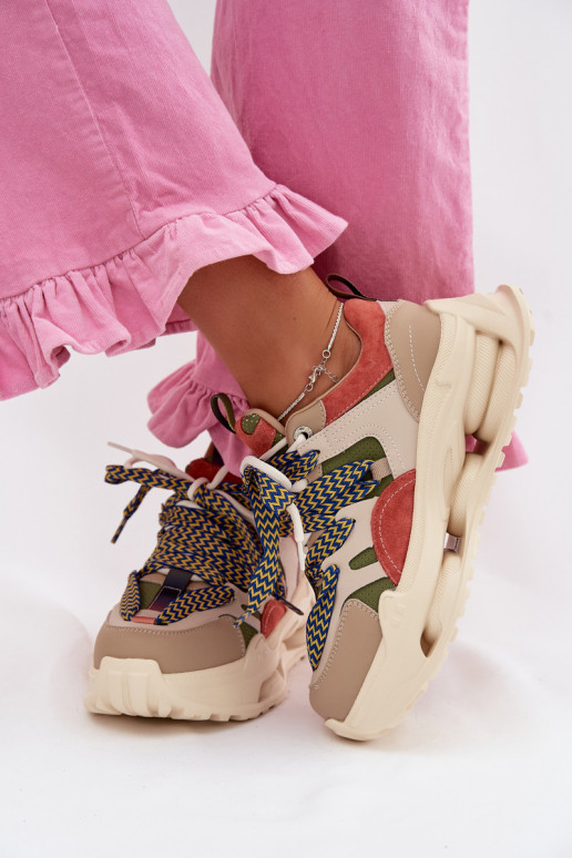 Āda Sneakers modeļa apavi Sieviešu ar platformu D&A CR61-3133 smilšu krāsas