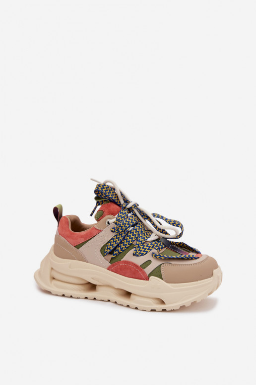 Āda Sneakers modeļa apavi Sieviešu ar platformu D&A CR61-3133 smilšu krāsas