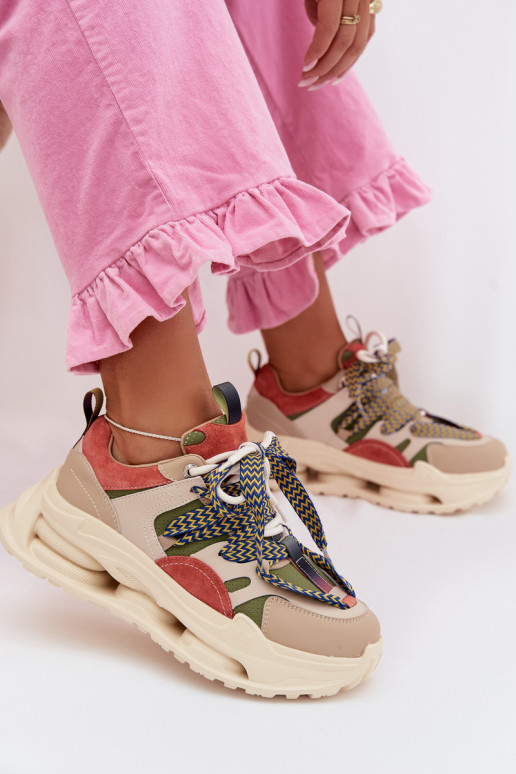 Āda Sneakers modeļa apavi Sieviešu ar platformu D&A CR61-3133 smilšu krāsas