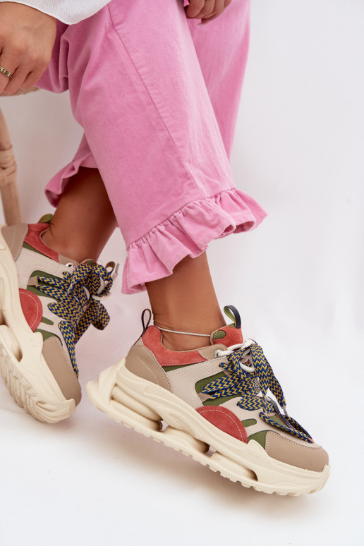 Āda Sneakers modeļa apavi Sieviešu ar platformu D&A CR61-3133 smilšu krāsas