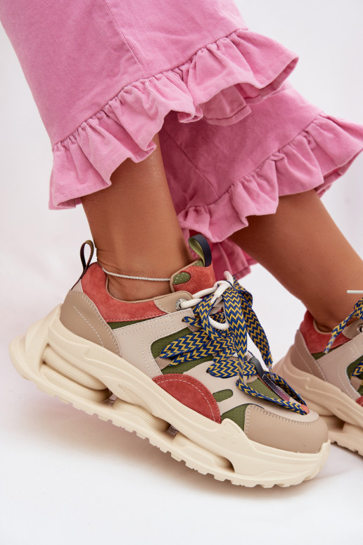 Āda Sneakers modeļa apavi Sieviešu ar platformu D&A CR61-3133 smilšu krāsas