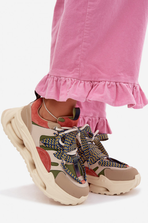 Āda Sneakers modeļa apavi Sieviešu ar platformu D&A CR61-3133 smilšu krāsas