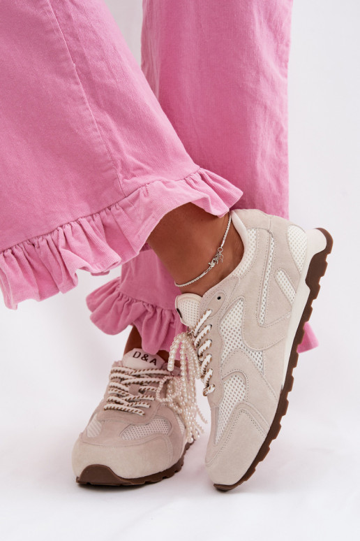 Āda zamšādas Sneakers modeļa apavi Sieviešu MK61-0705 Pelēkas krāsas