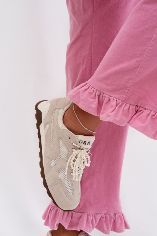 Āda zamšādas Sneakers modeļa apavi Sieviešu MK61-0705 Pelēkas krāsas