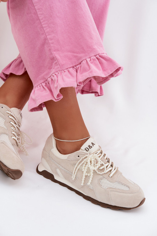 Āda zamšādas Sneakers modeļa apavi Sieviešu MK61-0705 Pelēkas krāsas