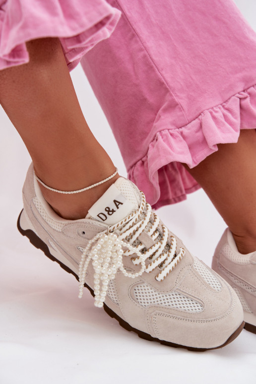 Āda zamšādas Sneakers modeļa apavi Sieviešu MK61-0705 Pelēkas krāsas