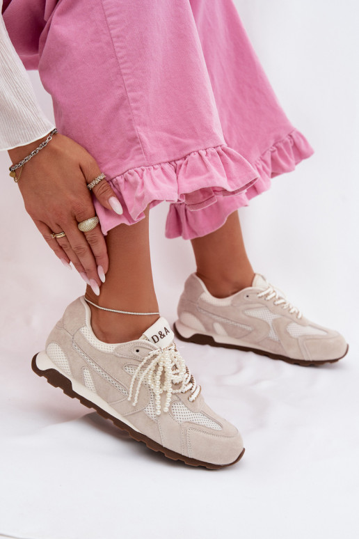 Āda zamšādas Sneakers modeļa apavi Sieviešu MK61-0705 Pelēkas krāsas