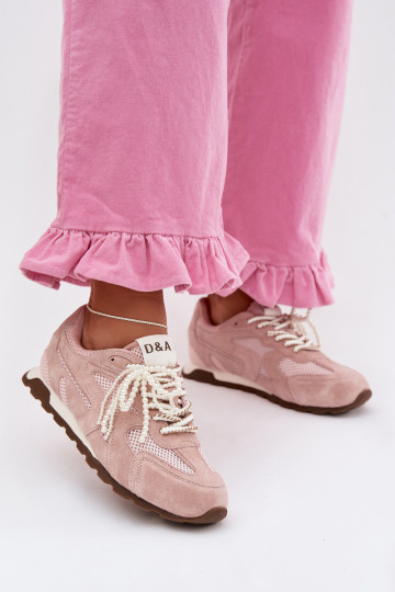 Āda zamšādas Sneakers modeļa apavi Sieviešu MK61-0705 Rozā krāsas