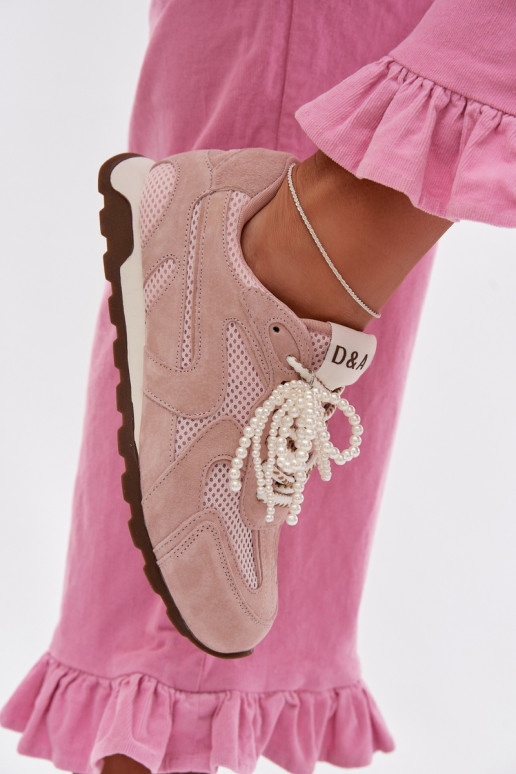 Āda zamšādas Sneakers modeļa apavi Sieviešu MK61-0705 Rozā krāsas