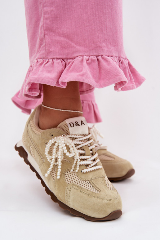 Āda zamšādas Sneakers modeļa apavi Sieviešu MK61-0705 zaļas krāsas