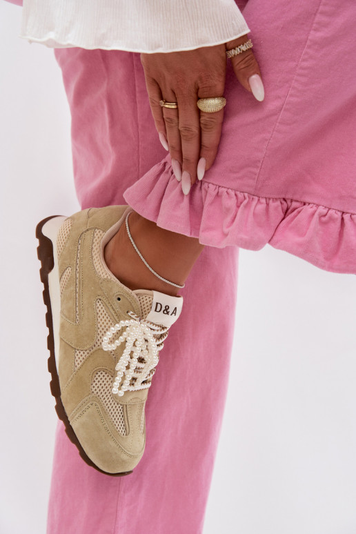 Āda zamšādas Sneakers modeļa apavi Sieviešu MK61-0705 zaļas krāsas