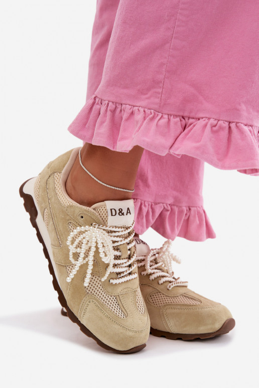 Āda zamšādas Sneakers modeļa apavi Sieviešu MK61-0705 zaļas krāsas