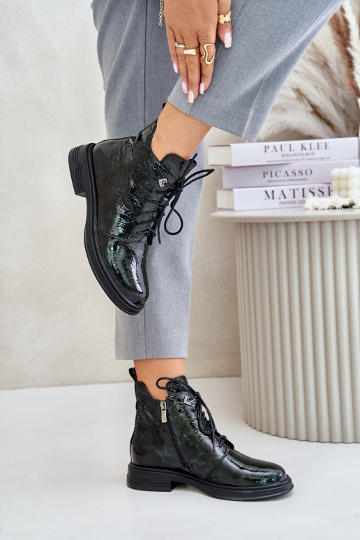 Āda Laque Sieviešu puszābaki siltināti Uz pili D&A LZ42-042 haki krāsas