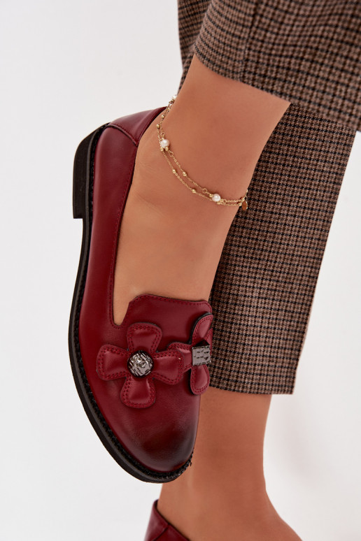 apavi Sieviešu ar platiem papēžiem Ar greznui Ziedsami bordo krāsas Tavillette